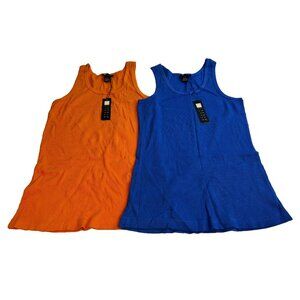 Carole Little Women's Lot of 2 Orange & Blue Ribbed Round Neck Tank Top Size
